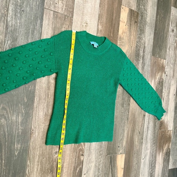 Cece Green Bobble Stitch Dot Sleeve Pullover Sweater Mockneck Women’s Size XS - Picture 5 of 8